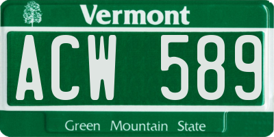 VT license plate ACW589
