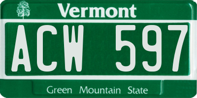 VT license plate ACW597