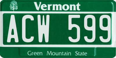 VT license plate ACW599