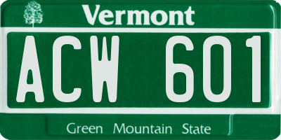 VT license plate ACW601