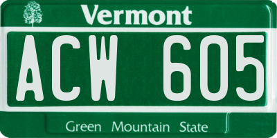 VT license plate ACW605