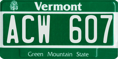 VT license plate ACW607