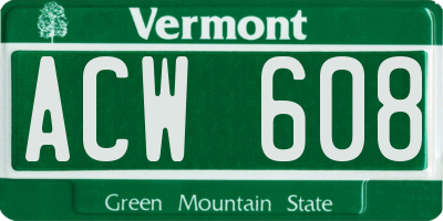 VT license plate ACW608