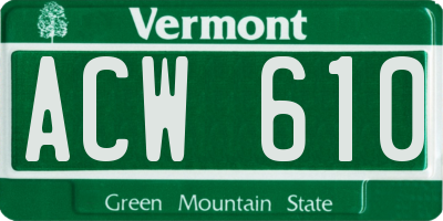VT license plate ACW610