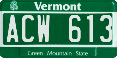 VT license plate ACW613