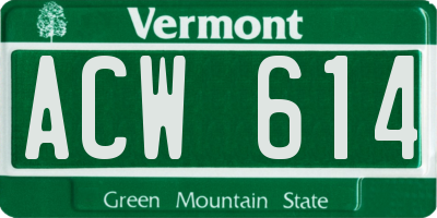 VT license plate ACW614