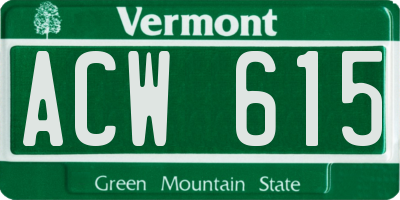 VT license plate ACW615