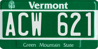 VT license plate ACW621