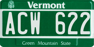 VT license plate ACW622