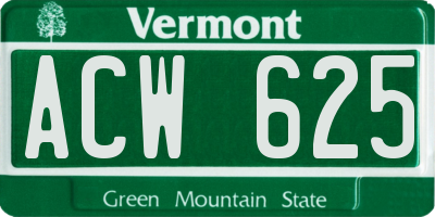 VT license plate ACW625