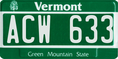 VT license plate ACW633