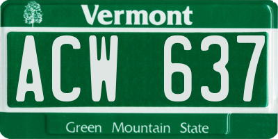 VT license plate ACW637