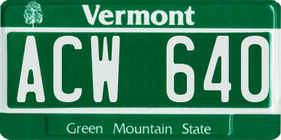 VT license plate ACW640