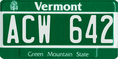 VT license plate ACW642