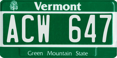 VT license plate ACW647