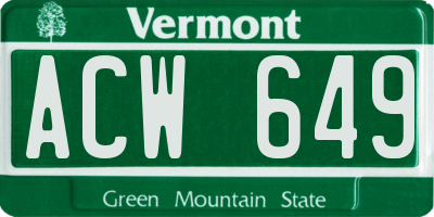 VT license plate ACW649