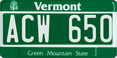 VT license plate ACW650
