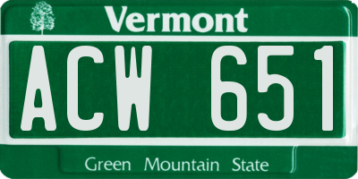 VT license plate ACW651