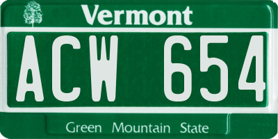 VT license plate ACW654