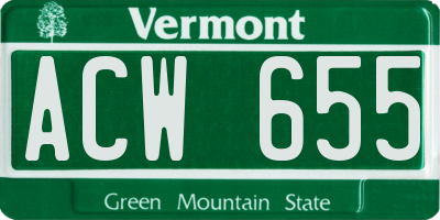 VT license plate ACW655