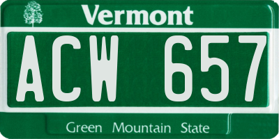 VT license plate ACW657