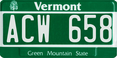 VT license plate ACW658