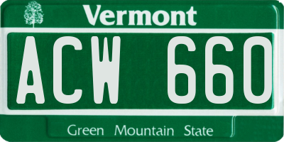 VT license plate ACW660