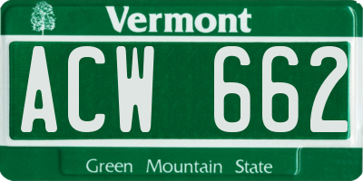 VT license plate ACW662