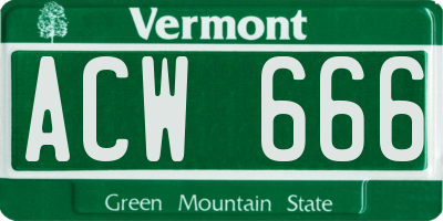 VT license plate ACW666