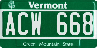 VT license plate ACW668