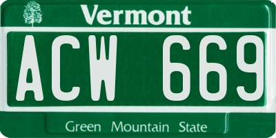 VT license plate ACW669