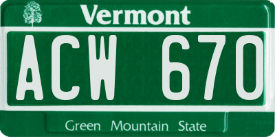 VT license plate ACW670
