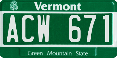 VT license plate ACW671