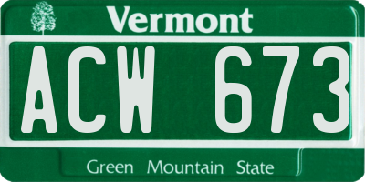 VT license plate ACW673