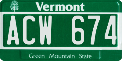 VT license plate ACW674