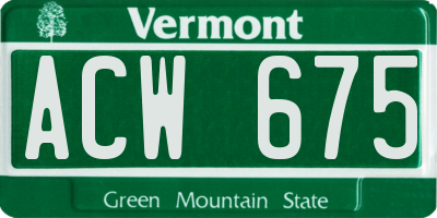 VT license plate ACW675