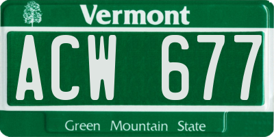 VT license plate ACW677