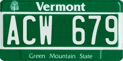 VT license plate ACW679