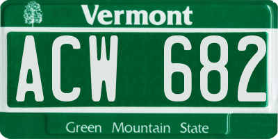VT license plate ACW682