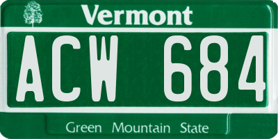 VT license plate ACW684