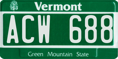 VT license plate ACW688