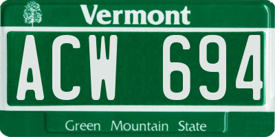 VT license plate ACW694