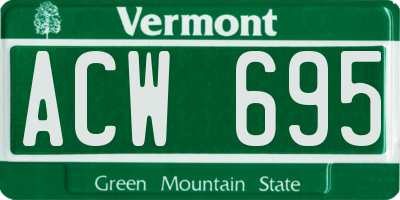 VT license plate ACW695