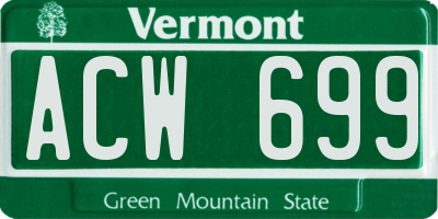 VT license plate ACW699