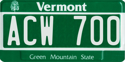 VT license plate ACW700