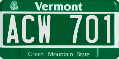 VT license plate ACW701