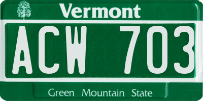 VT license plate ACW703