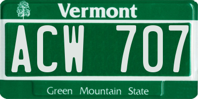 VT license plate ACW707