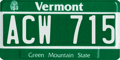 VT license plate ACW715