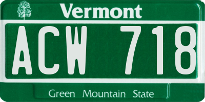 VT license plate ACW718